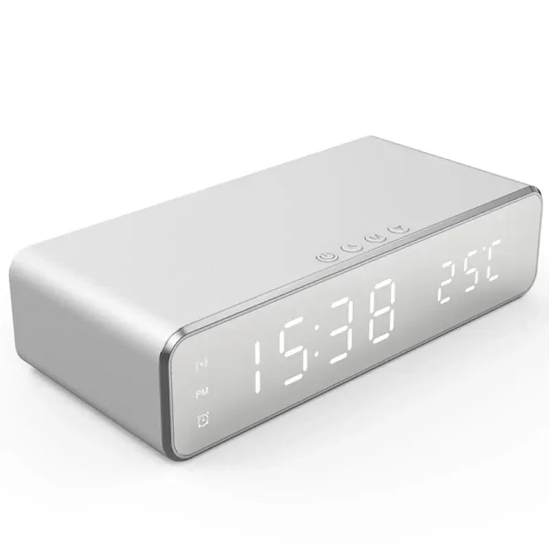 LED Digital Date Thermometer Time Alarm Desk Table Clock Alarm 3 in 1 Wireless Charging Stand for iPhone 12 13 14 15 16 Samsung