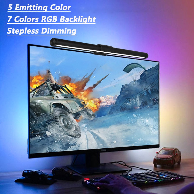 Desk Lamps: RGB LED Monitor Lights Bar with Stepless Dimmable Feature - Screen Hanging Light for Computer Screen Backlight in Home Office Study