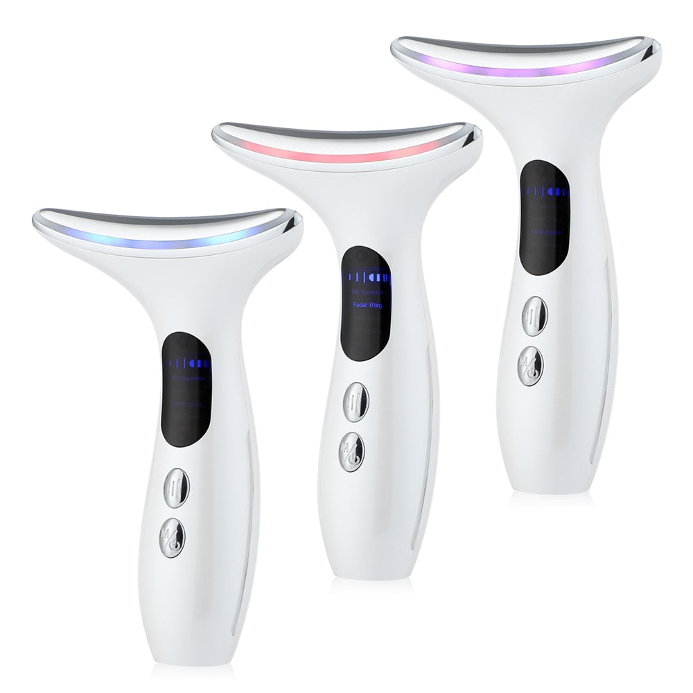 Heat EMS Face Neck Massager ION LED Photon Therapy Facial Lifting Beauty Devices Remove Double Chin Anti Wrinkle Skin Care Tools