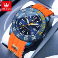 OLEVS 3688 New Man Watch Waterproof Quartz Watches For Men High Hardness Mirror Luminous Original Male Hand Clock Silicone Strap
