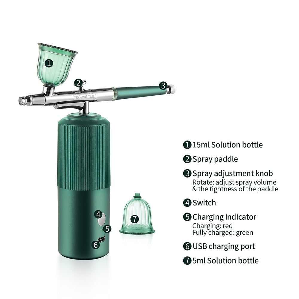 Top 0.3mm Mini Air Compressor Kit Air-Brush Paint Spray Gun Airbrush For Nail Art Tattoo Craft Cake Nano Fog Mist Sprayer