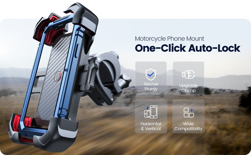 Joyroom Bike Phone Holder - 360° Universal Bicycle Phone Holder for 4.7-7 inch Mobile Phones - Shockproof Bracket with GPS Clip
