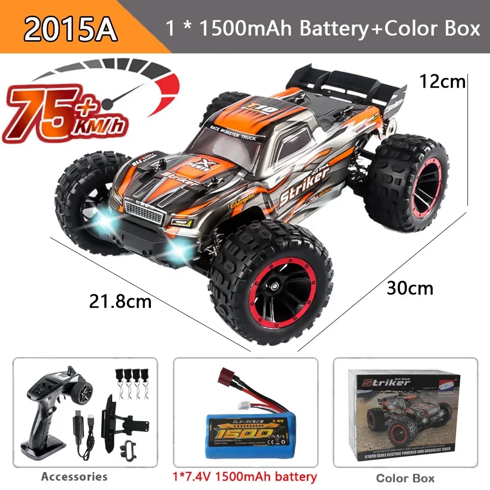 HAIBOXING 2105A 1:14 75KM/H 4WD RC Car Brushless RC Cars High Speed Drift Monster Truck Dual-battery for Kid vs Wltoy 144001 Toy