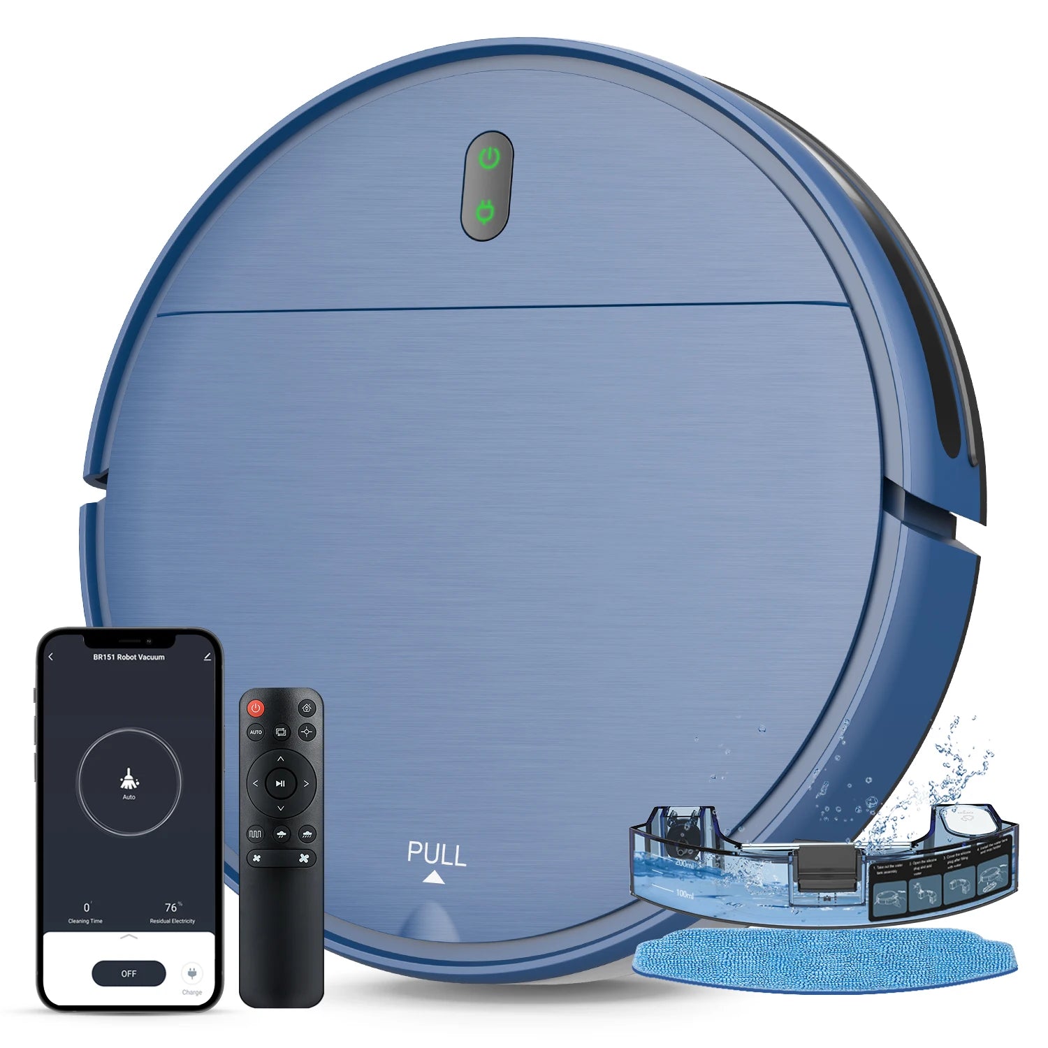 OMESER Blue Robot Vacuum and Mop Combo 2 in 1 Robot Mop and Vacuum 5000Pa Robotic Vacuum Cleaner Floor Carpet Washing Appliance