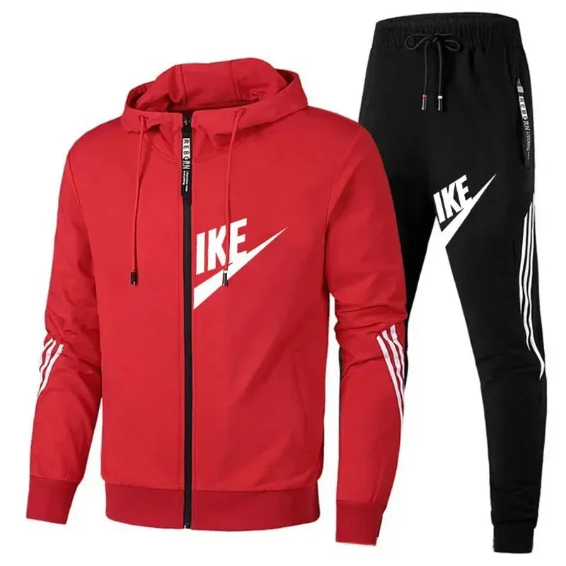 Relaxed high-quality men's suit, featuring a hooded sports shirt, hooded sports outfit, and long-sleeved sports clothing.