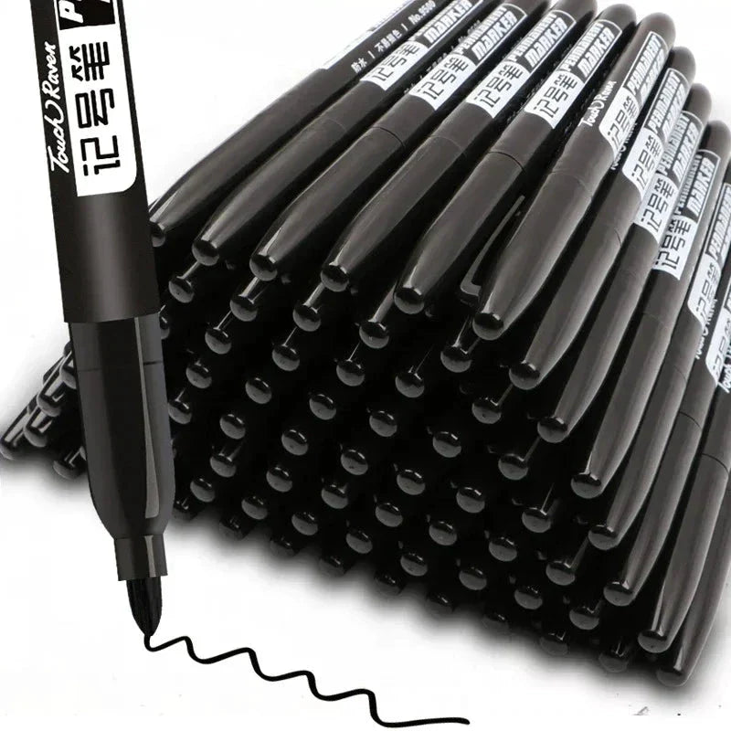 6PCs/Set Permanent Marker Pen Fine Point Waterproof Markers Thin Nib Crude Nib Black Blue Red Ink 1.5mm Fine Color Marker Pens