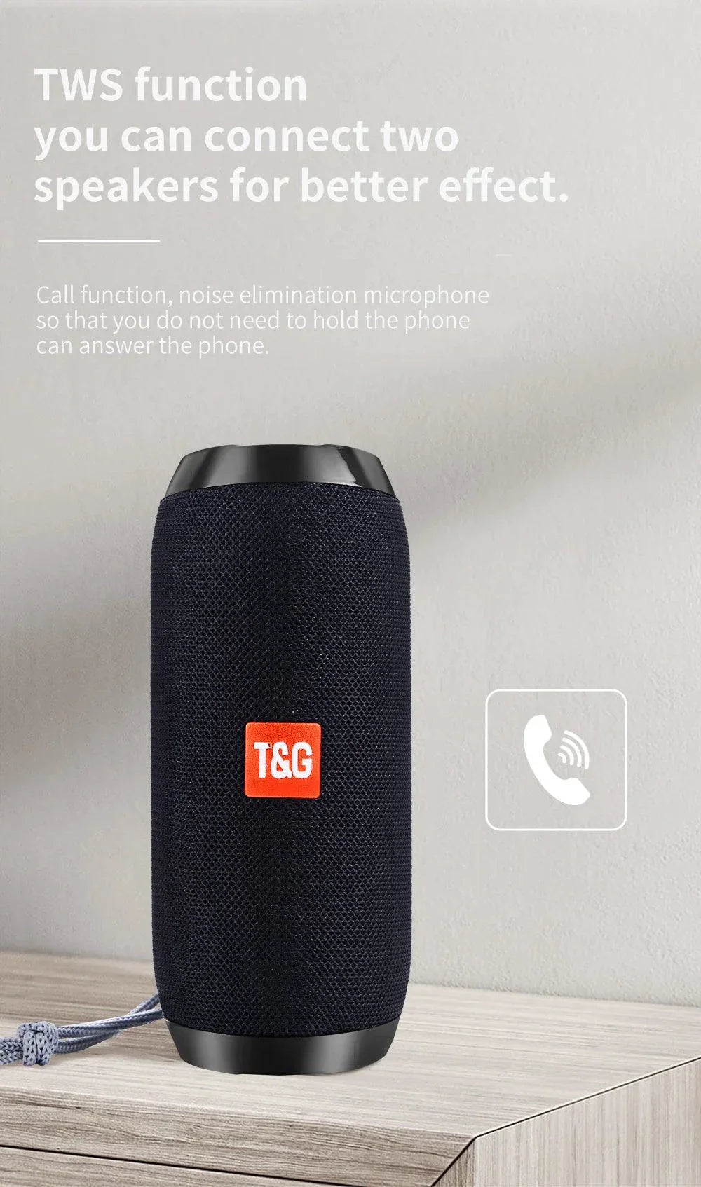 TG117 Bluetooth Speaker - Portable Waterproof TWS Outdoor Speaker