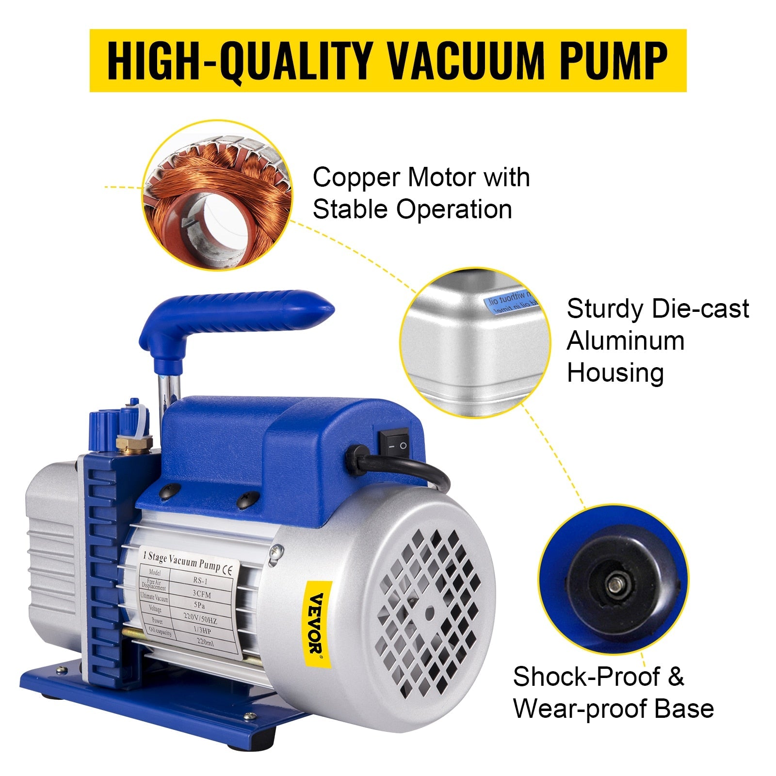 HVAC Refrigeration Vacuum Pump: 1-Stage, Choice of Manifold Gauge, 1.8-12CFM - Essential for Refrigerant Air Conditioning Maintenance