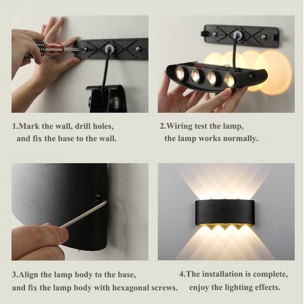 Contemporary LED Wall Lamp: Waterproof IP65, Ideal for Bathroom and Outdoor Lighting, Available in 4W, 6W, and 8W, Suitable for 110V and 220V Power Supply