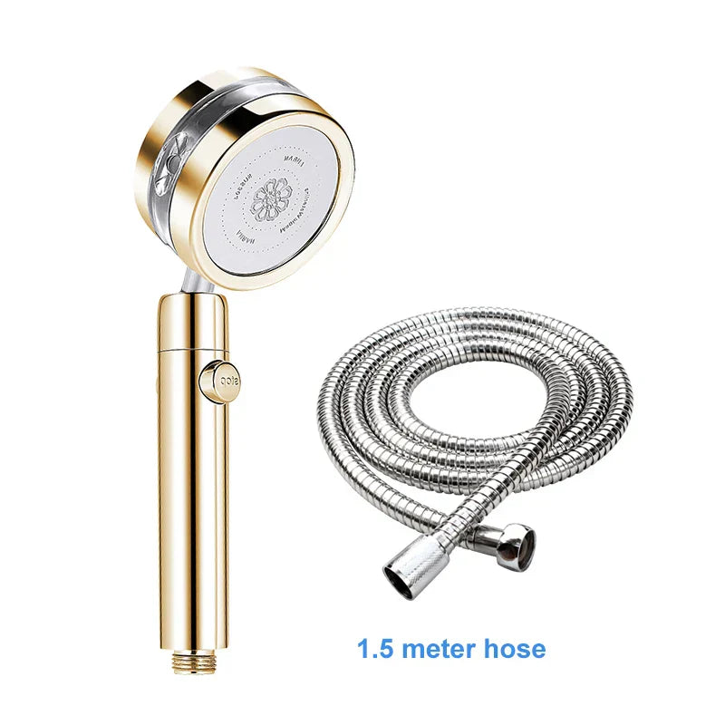 DecorBites™ Double Panel Turbo Shower Head with Spiral Water Flow and One Key Stop