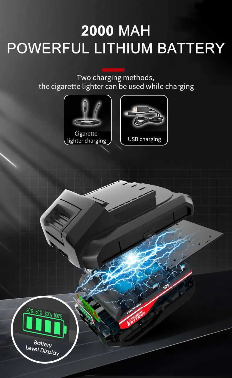 12V Cordless Tire Air Pump: Portable Electric Compressor for Tires – Auto Air Kompressor, Hassle-Free Inflation Anywhere