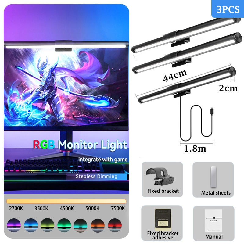 Desk Lamps: RGB LED Monitor Lights Bar with Stepless Dimmable Feature - Screen Hanging Light for Computer Screen Backlight in Home Office Study