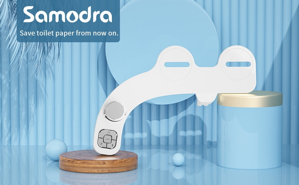 Hygienic Non-Electric Button Bidet - Dual Nozzle Fresh Water Toilet Seat Attachment with Self-Cleaning and Frontal/Rear Wash Functions