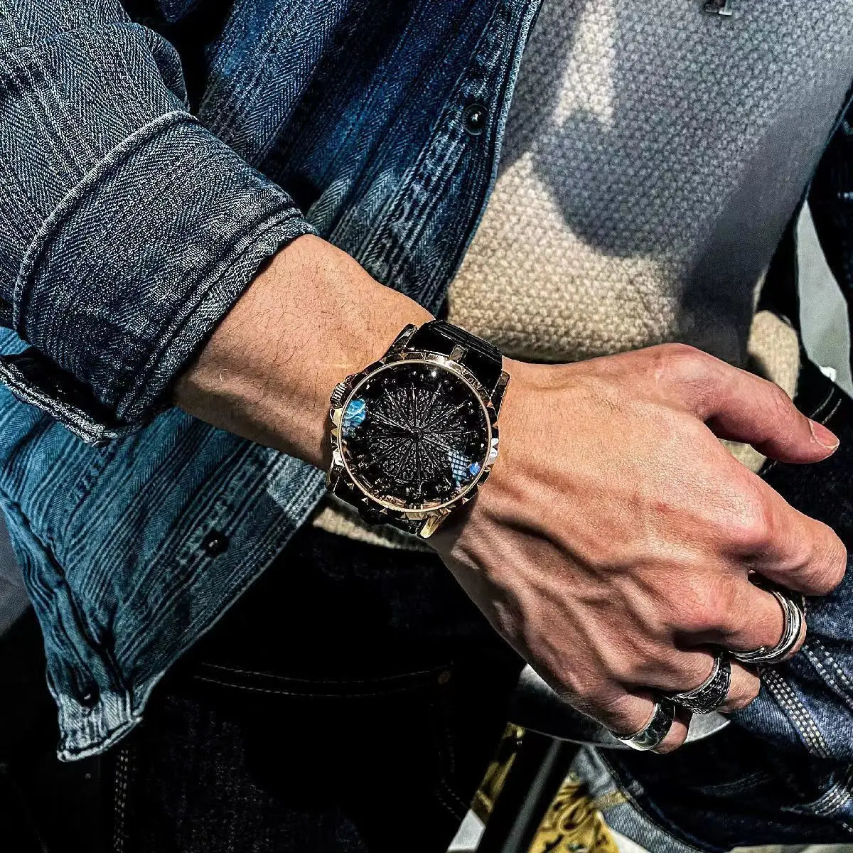 Top-Tier Luxury and Elegant Men's Watch, Knights of the Twelve Tables Watch for Men, Wormhole Concept Non-Mechanical Watch, Men's Watch with Zodiac Signs, Niche Brand Men's Watch, Casual Style Fashion Accessory, the Best Gift