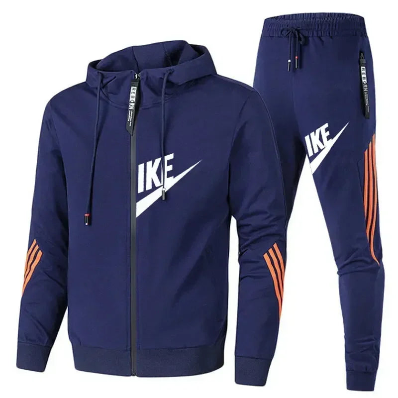 Relaxed high-quality men's suit, featuring a hooded sports shirt, hooded sports outfit, and long-sleeved sports clothing.