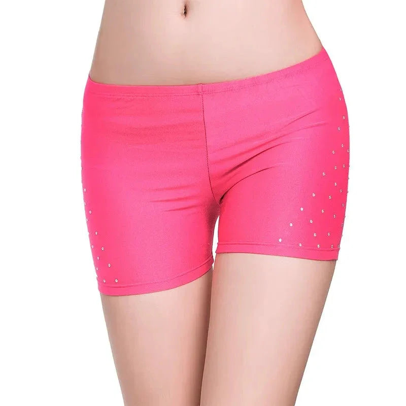 Belly Dance Safety Shorts Women's Belly Dance Clothes Leggings Tight-fitting Stretch Safety Pants with Diamonds Short Pants