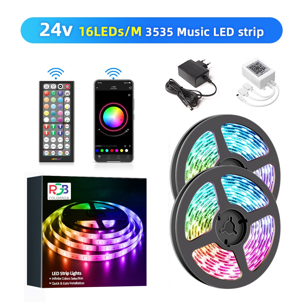 Vibrant DIY RGB LED Strip Light - Create a Stunning Ambiance with a Flexible 5050/SMD3535 Ribbon, Bluetooth Control, and DC 12V Power - Ideal for Christmas Decor and More