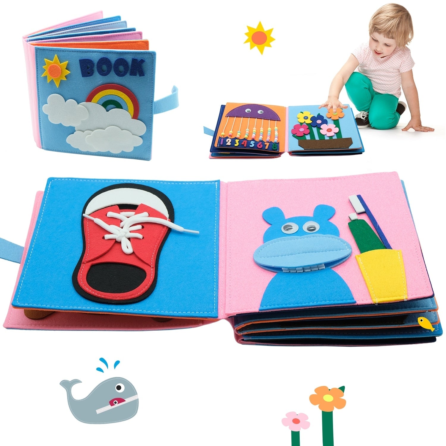 Cloth Book Toddler Montessori Toys DIY Craft Castle Rainbow  Handmade Book Busy Board Baby Early Learning Education Basic Life
