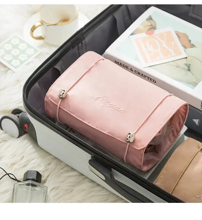 Mandotos 4 In 1 Detachable Cosmetic Bag Large Capacity Travel Organizer For Cosmetics And Toiletries Beige