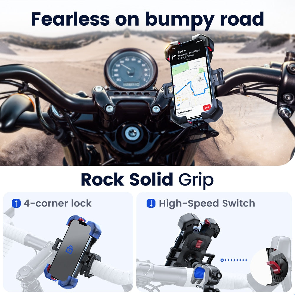 Joyroom Bike Phone Holder - 360° Universal Bicycle Phone Holder for 4.7-7 inch Mobile Phones - Shockproof Bracket with GPS Clip