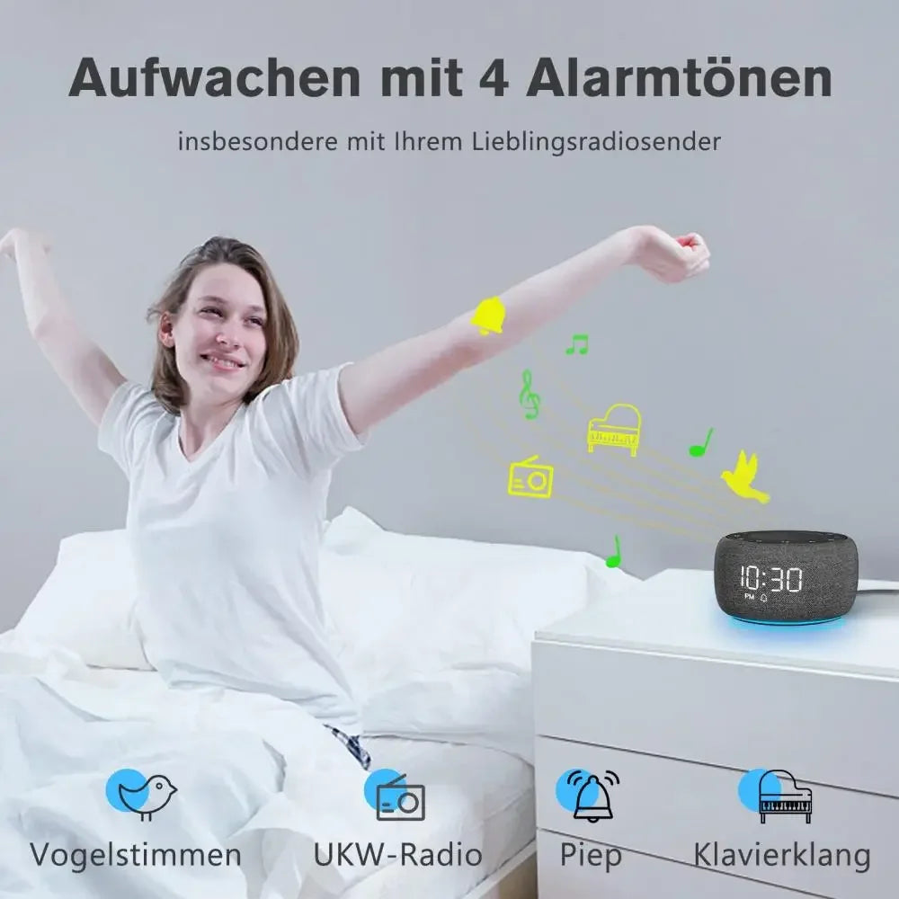 Digital Alarm Clock 7-Color Nightlight 4 Alarm Tones 9mins Snooze Table Clock Display Dimmer Bedside Lamp Sleep Timer