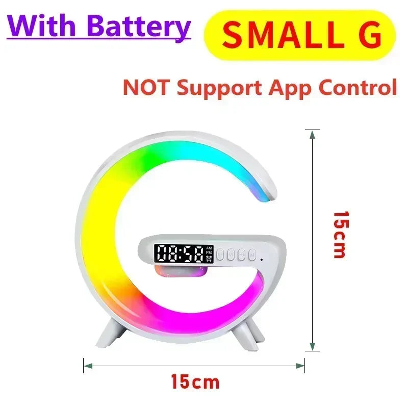 Multi-functional Desktop Clock Alarm Bluetooth Speaker Creativity RGB Night Light Wireless Charger Station For iPhone Samsung