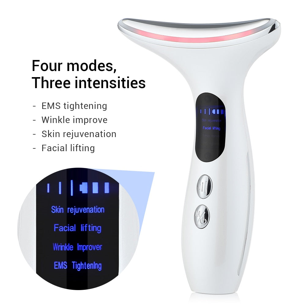 Heat EMS Face Neck Massager ION LED Photon Therapy Facial Lifting Beauty Devices Remove Double Chin Anti Wrinkle Skin Care Tools