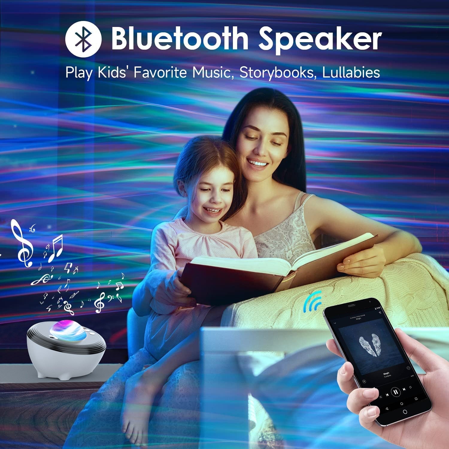 Aurora Lights Star Projector with Bluetooth Music Speaker - Create a Stunning Galaxy Display | Remote Control Sky Night Light - Perfect Gift for Kids and Adults