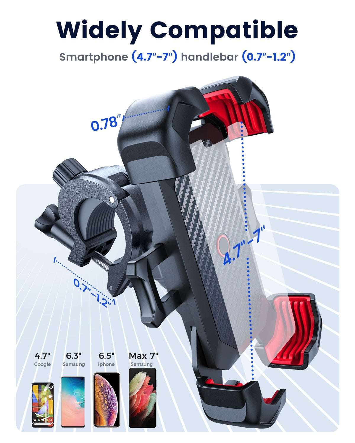 Joyroom Bike Phone Holder - 360° Universal Bicycle Phone Holder for 4.7-7 inch Mobile Phones - Shockproof Bracket with GPS Clip