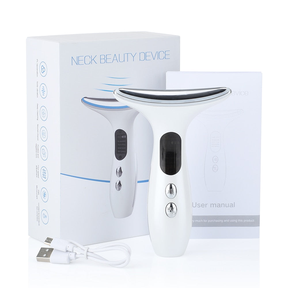 Heat EMS Face Neck Massager ION LED Photon Therapy Facial Lifting Beauty Devices Remove Double Chin Anti Wrinkle Skin Care Tools