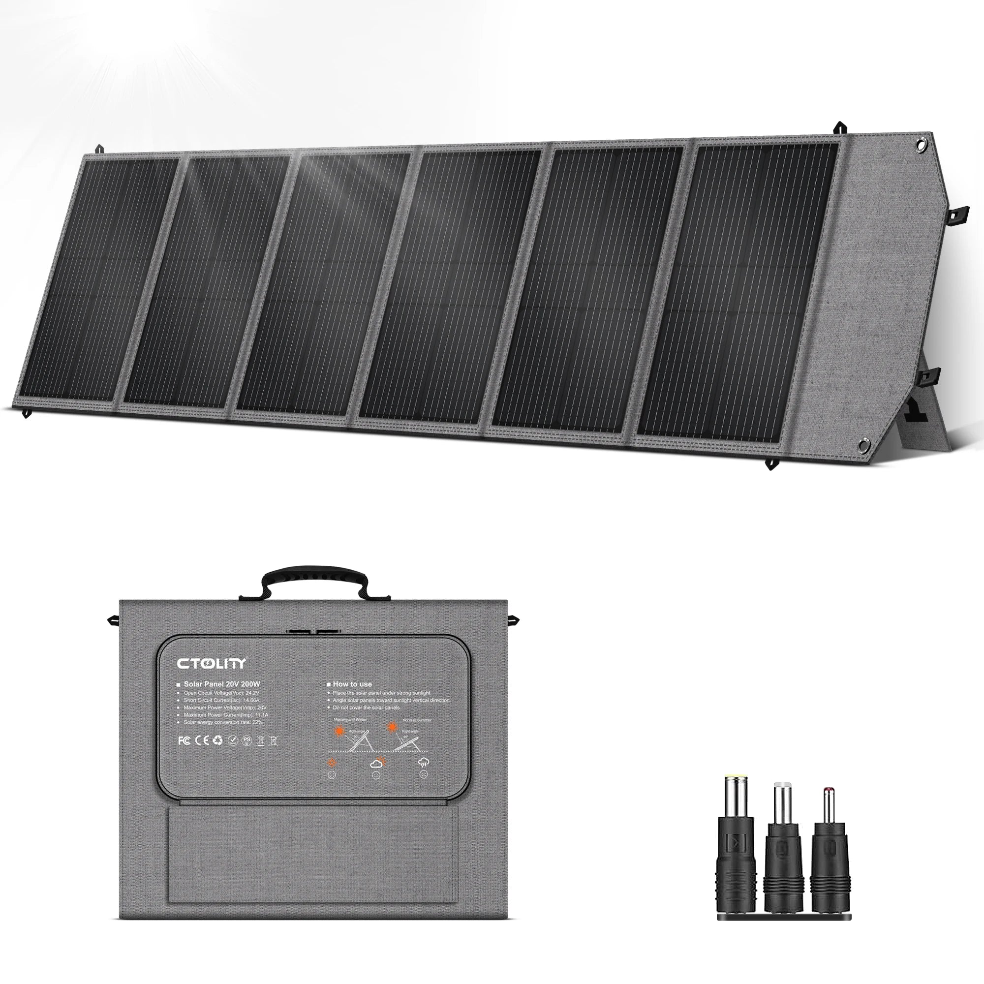 CTOLITY 2400W Power Station With 200W Solar Panel 20.5V USB TYPE-C Portable Power Bank 1024Wh Lifepo4 Battery Charging Station
