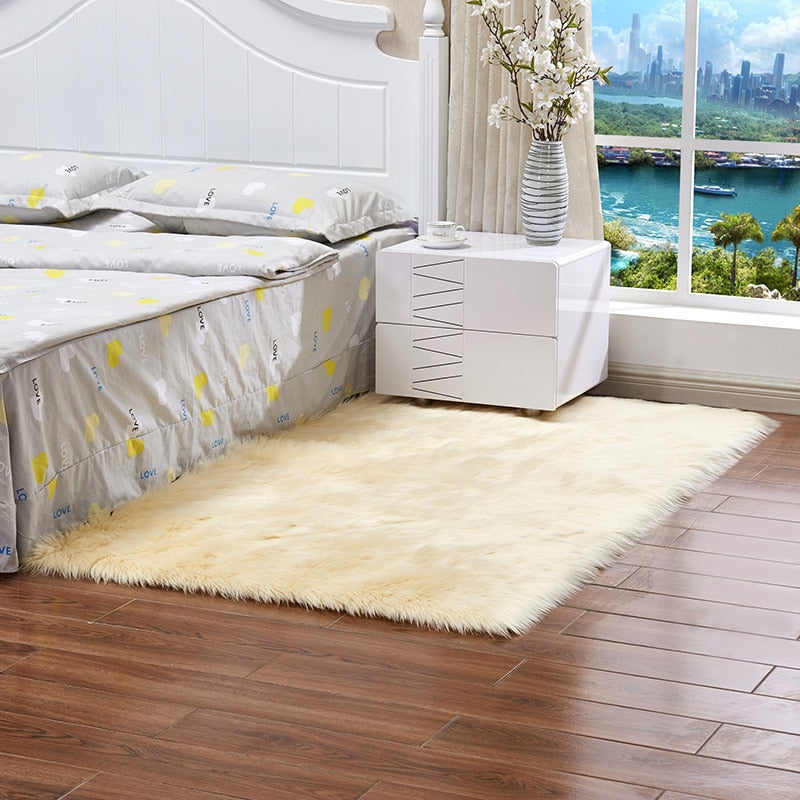 150x60cm Faux Soft Artificial Wool Fur Area Rugs Wool Shaggy Carpet Floor Mat Plush Sofa Cover Seat Pad for Living Room Bedroom