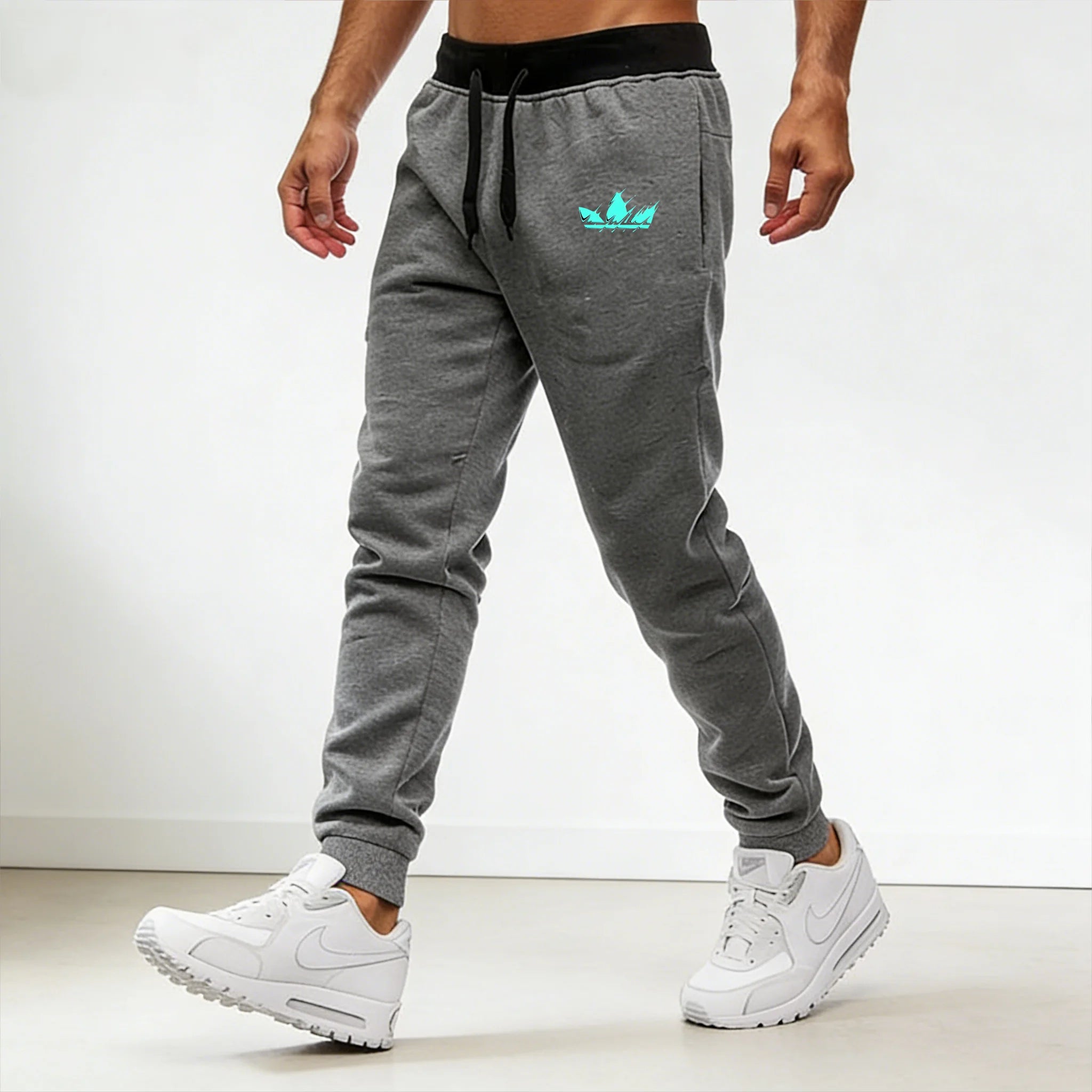 Mens Boyfriend Running pants Blue flame printing baggy pants neutral breathable baggy outdoor pants fashion design jogging pants