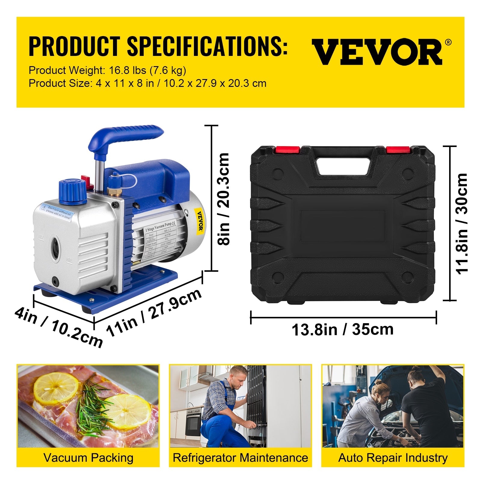 HVAC Refrigeration Vacuum Pump: 1-Stage, Choice of Manifold Gauge, 1.8-12CFM - Essential for Refrigerant Air Conditioning Maintenance