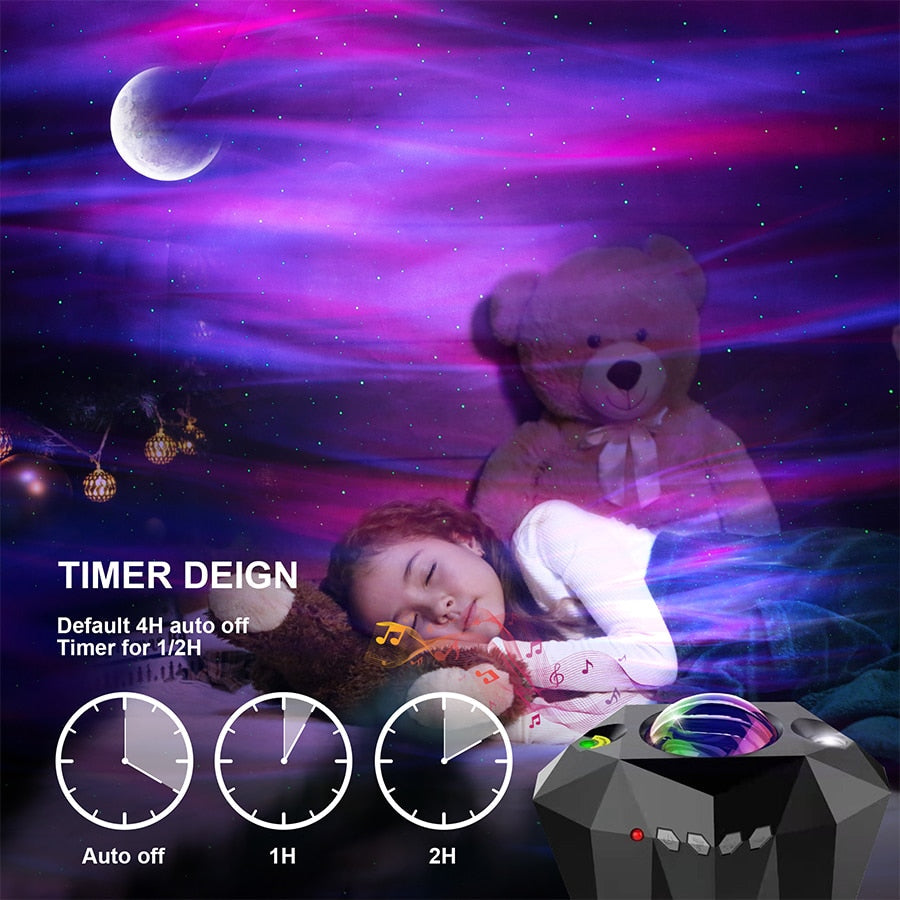 Aurora Lights Star Projector with Bluetooth Music Speaker - Create a Stunning Galaxy Display | Remote Control Sky Night Light - Perfect Gift for Kids and Adults