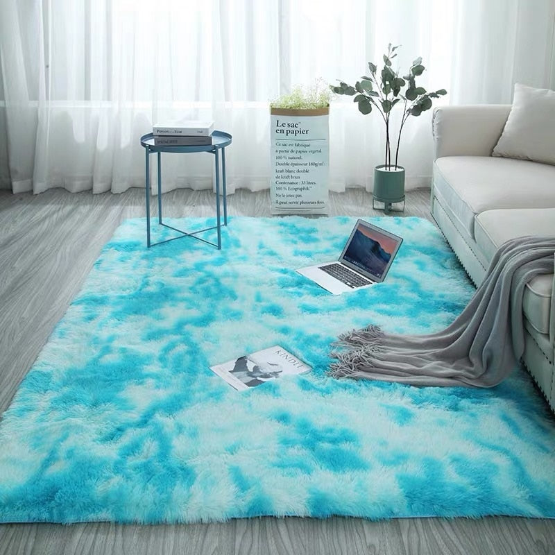 Plush Carpet for Living Room and Bedroom - Soft, Fluffy, and Anti-Slip Floor Rug - Elegant Lounge Decor and Solid Design