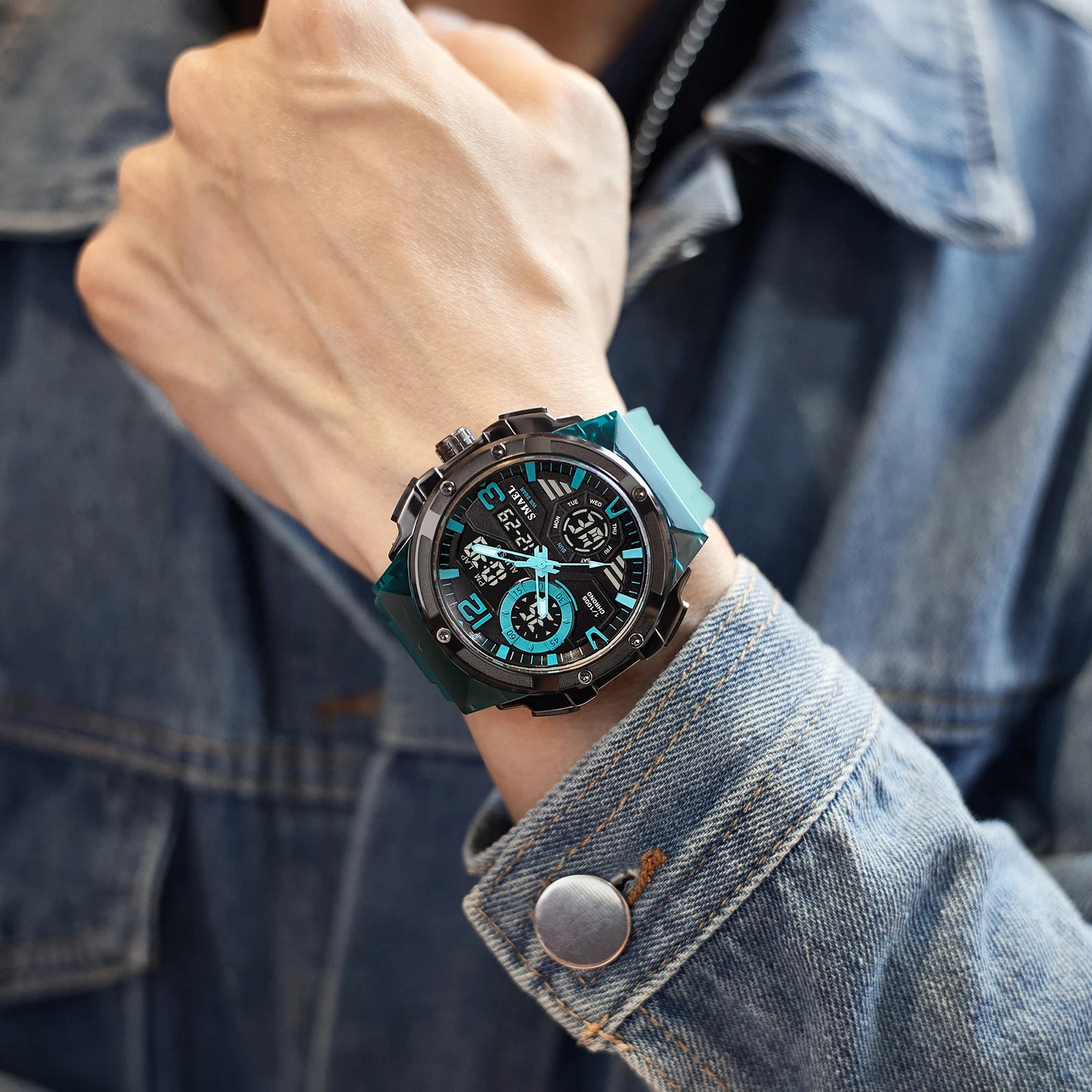 SMAEL 8118 Fashionable,casual and sporty men's watch with light alarm,stopwatch,waterproof and shockproof,multi-functional ,gift