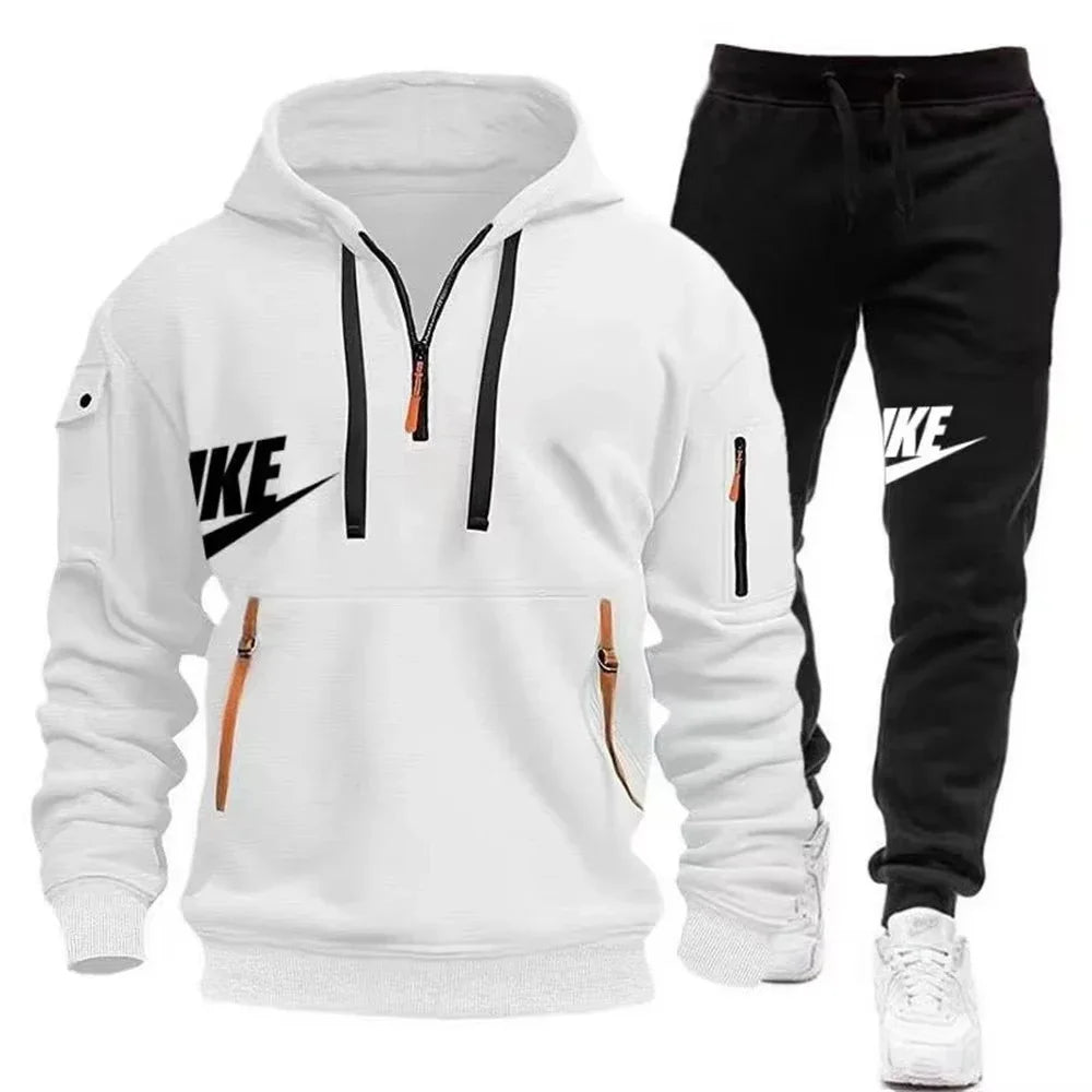 2025 New men's autumn and winter suit zipper hoodie + trousers suit casual men's sportswear