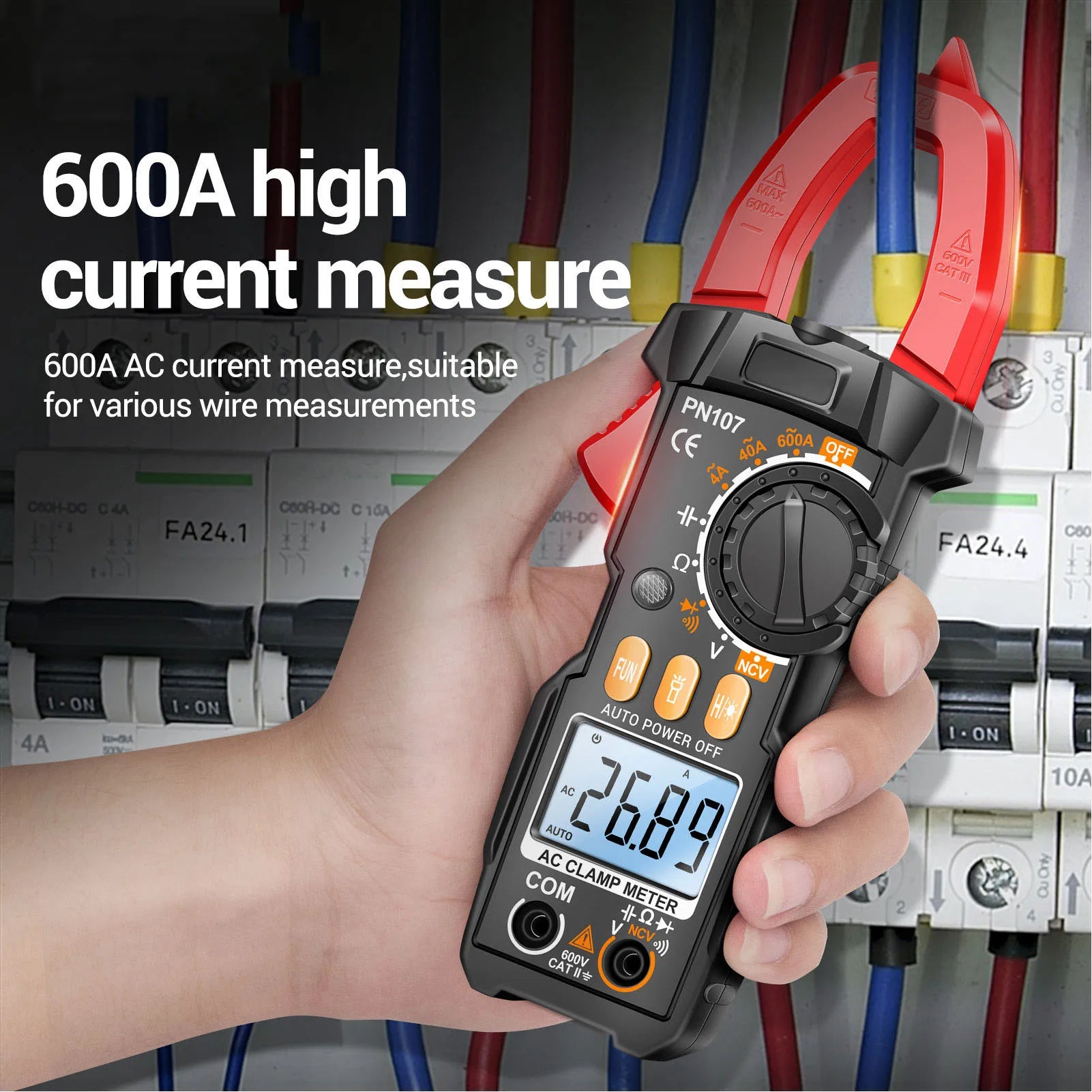 Digital Clamp Multimeter Tester 600V 5999 Count Voltage Current Resistor Capacitance Tester