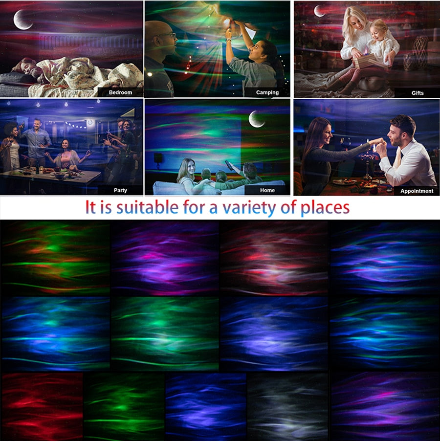 Aurora Lights Star Projector with Bluetooth Music Speaker - Create a Stunning Galaxy Display | Remote Control Sky Night Light - Perfect Gift for Kids and Adults