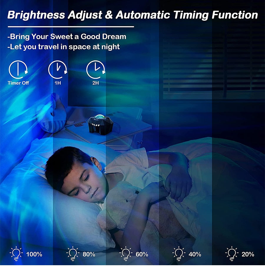 Aurora Lights Star Projector with Bluetooth Music Speaker - Create a Stunning Galaxy Display | Remote Control Sky Night Light - Perfect Gift for Kids and Adults