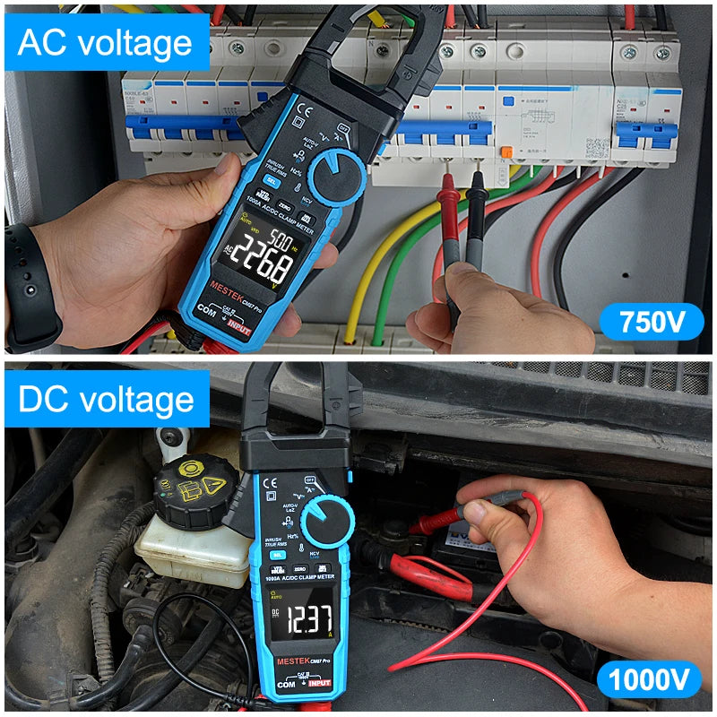 Mestek CM87Pro Clamp Meter 1000A 1000V AC DC True RMS Digital Clamp Meter Amperimetrica Capacitance Temperature Ohm Hz Tester