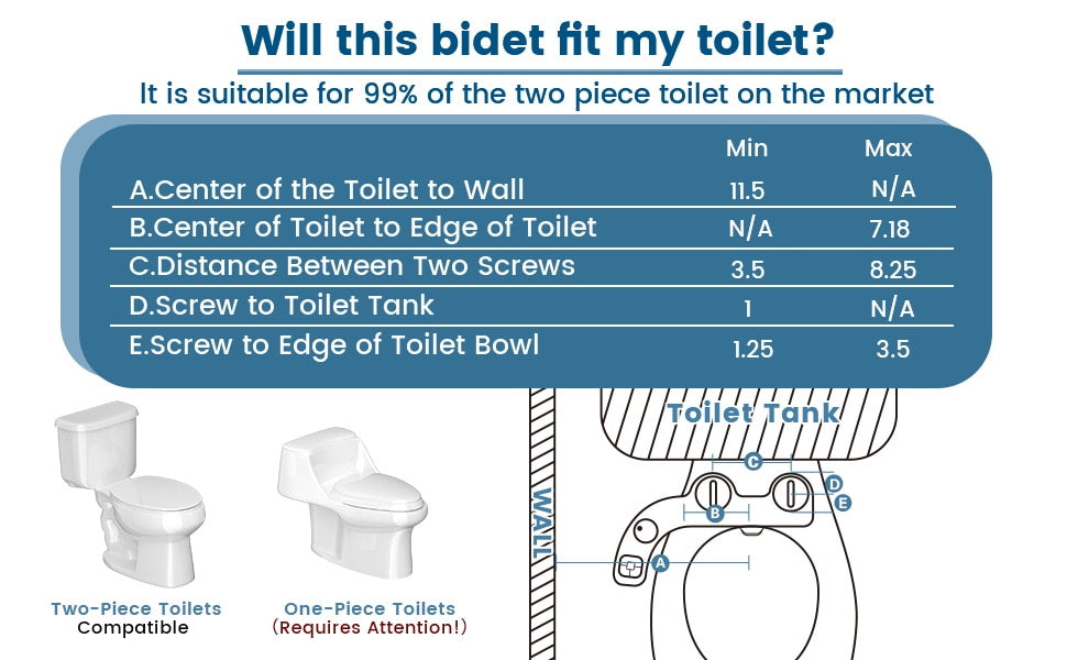 Hygienic Non-Electric Button Bidet - Dual Nozzle Fresh Water Toilet Seat Attachment with Self-Cleaning and Frontal/Rear Wash Functions