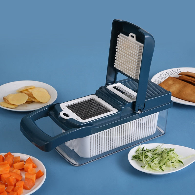 14 pack Multifunctional vegetable chopper fruit knife kitchen potato slicer grater drain basket onion shredder kitchen access