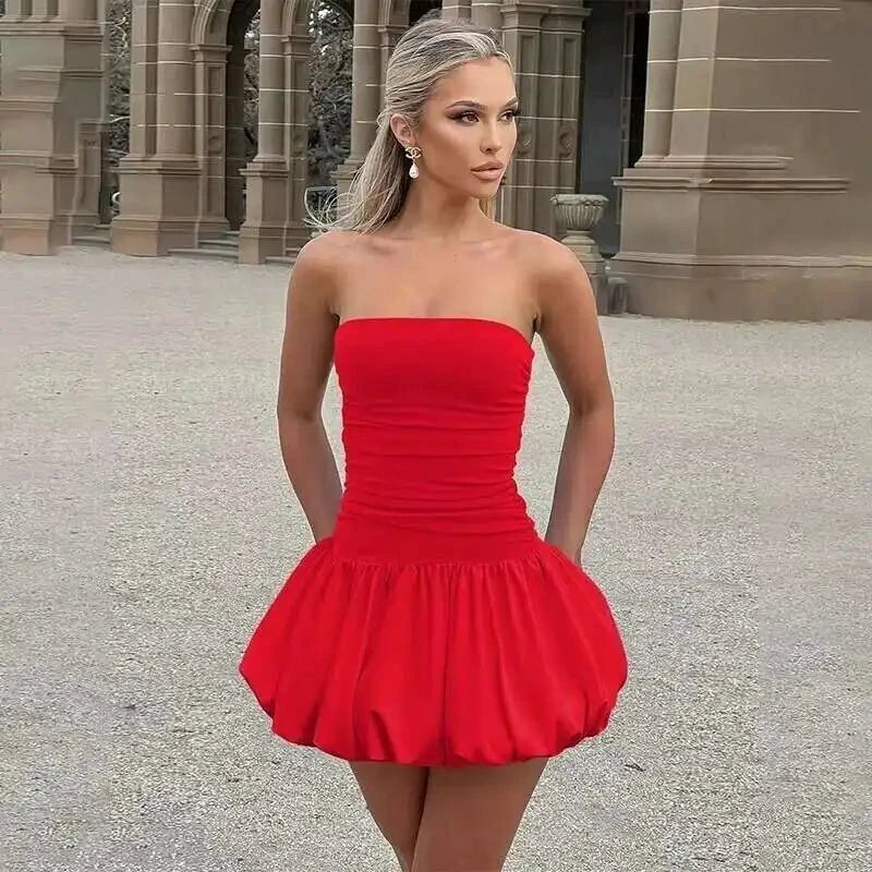 Townlike Elegant A-Line Mini Dress - Deep V Neck Party Dress