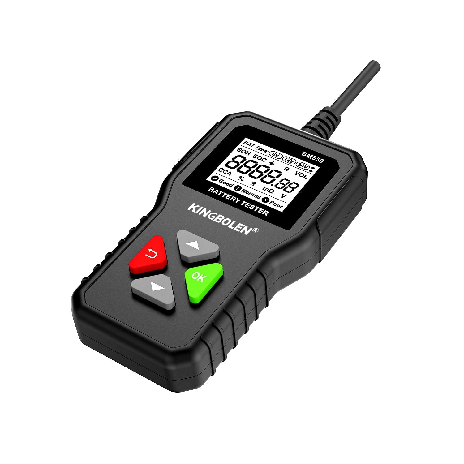 KINGBOLEN BM550 Car Battery Tester 6V 12V 24V 100-2000 CCA Battery System Detect Auto Battery Analyzer Car Battery Tool PK KW208