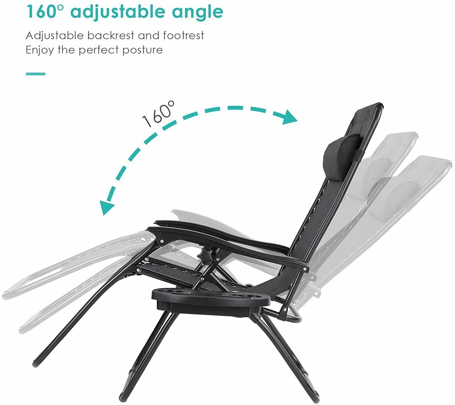 2PC Garden Sun Lounger Set with Table Folding Flexible Adjustable Zero Gravity Recliner Chair Seat Indoor/Outdoor 2 Colors
