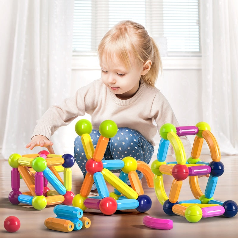 Montessori Educational Toys for Kids: Magnetic Construction Set with Magnetic Balls and Stick Building Blocks - Perfect Gift for Children