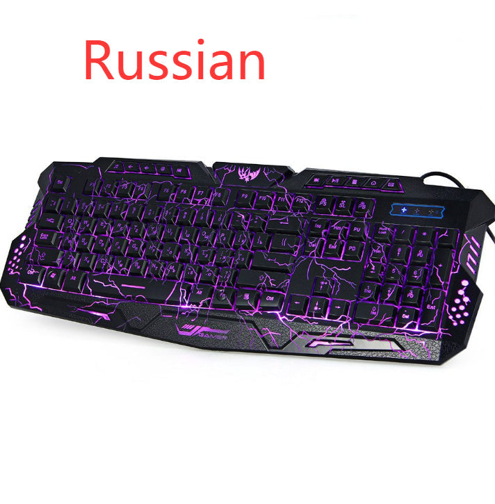 J10 tricolor backlight wired gaming keyboard set colorful luminous gaming
