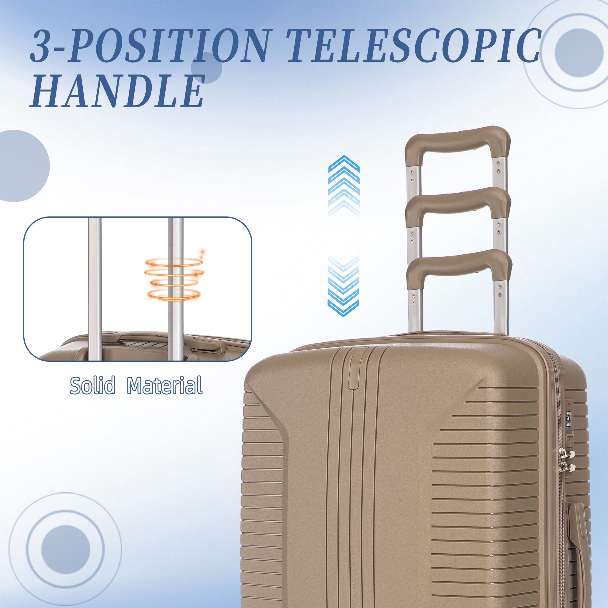 Gigatech 3-Piece PP Spinner Wheel Luggage Set (Champagne)